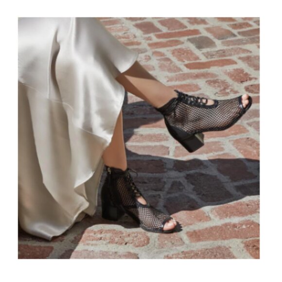 Daniella Shevel NOLA Mesh Leather Open Toe Bootie Heel 40 - Picture 5 of 7